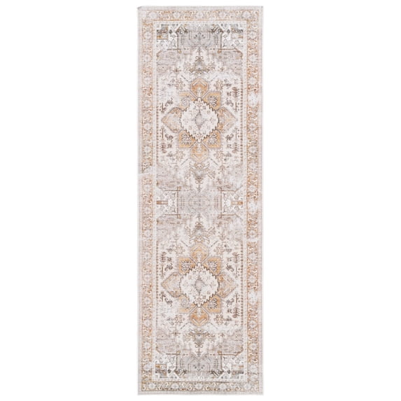 SAFAVIEH Arizona Lucius Oriental Machine Washable Runner Rug, Beige/Gold, 2'6" x 10'