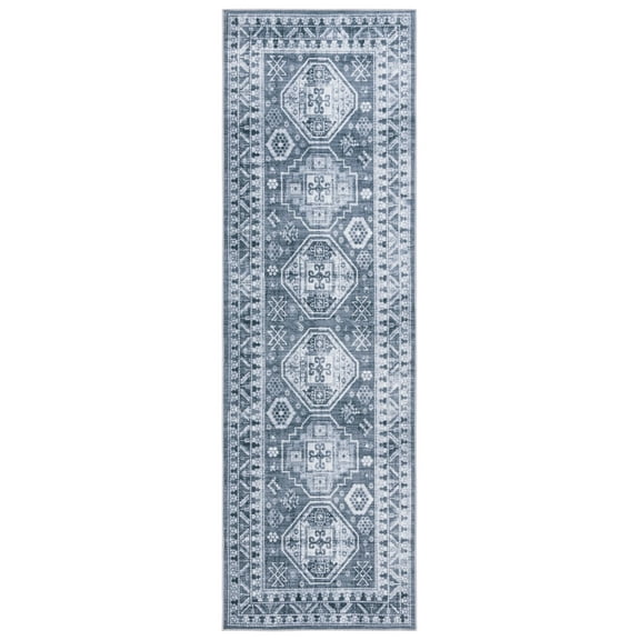 SAFAVIEH Arizona Macedonia Oriental Machine Washable Runner Rug, Grey Green/Ivory, 2'6" x 8'