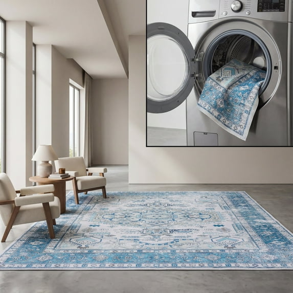 Safavieh Arizona 3'-0" X 5'-0" Polyester Power Loomed Rug In Beige And Blue