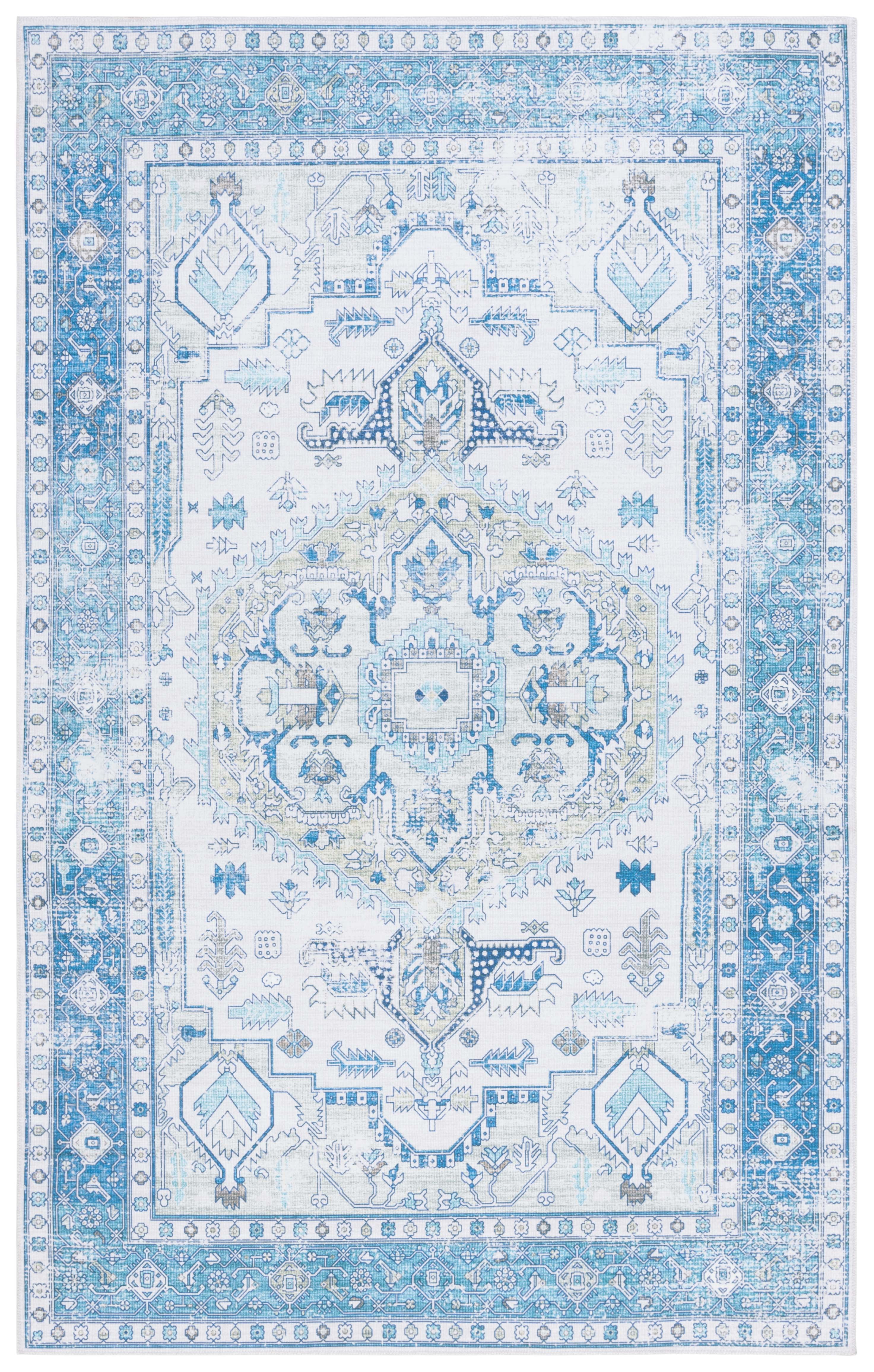 Arizona Blue and Beige 8' x 10' Washable Area Rug