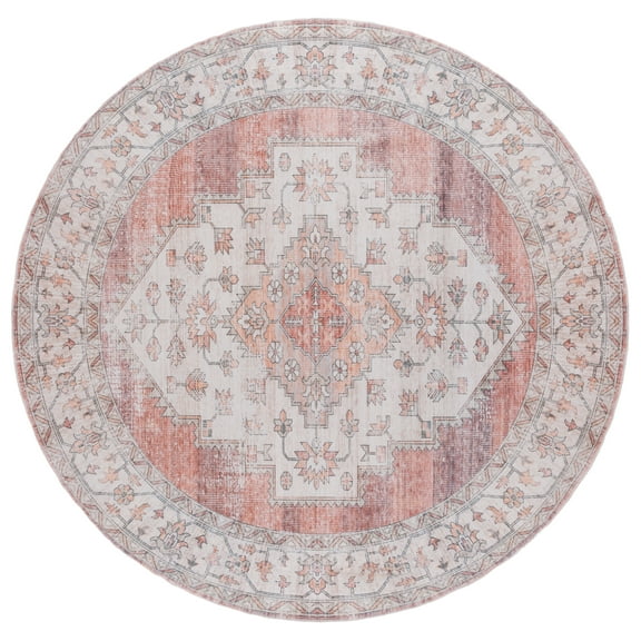 SAFAVIEH Arizona Neofit Medallion Machine Washable Area Rug, Rust/Light Brown, 6' x 6' Round
