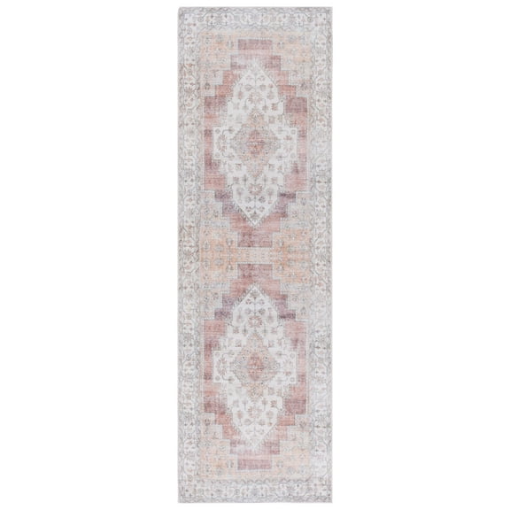 SAFAVIEH Arizona Neofit Medallion Machine Washable Runner Rug, Rust/Light Brown, 2'6" x 8'