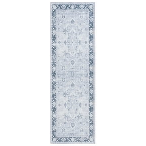 SAFAVIEH Arizona Orville Oriental Machine Washable Runner Rug, Light Grey/Grey Green, 2'6" x 8'