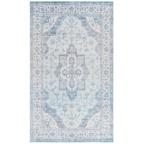 SAFAVIEH Arizona Parker Medallion Polyester Area Rug, Light Blue/Ivory, 8' x 10'