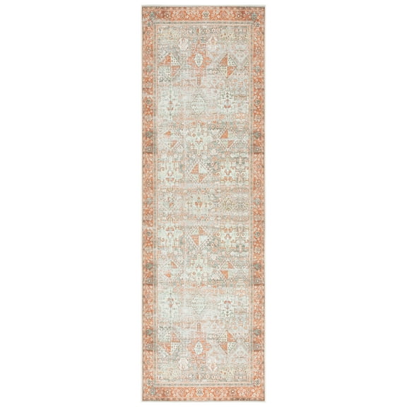 SAFAVIEH Arizona Phylliss Distressed Runner Rug, Rust/Sage, 2'6" x 8'