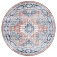 thumbnail image 1 of SAFAVIEH Arizona Reannon Oriental Polyester Machine Washable Area Rug, Blue/Rust, 6' x 6' Round, 1 of 7