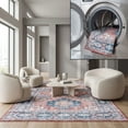thumbnail image 1 of SAFAVIEH Arizona Reannon Oriental Polyester Machine Washable Area Rug, Blue/Rust, 8' x 10', 1 of 13