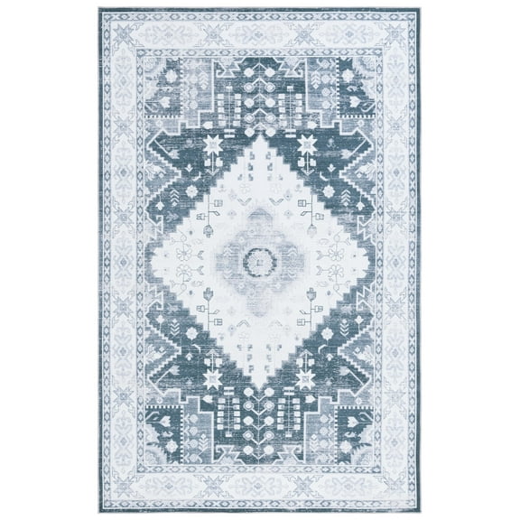 SAFAVIEH Arizona Roderick Oriental Machine Washable Area Rug, Grey Green/Ivory, 5' x 8'