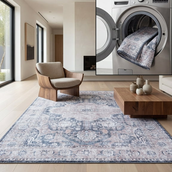 SAFAVIEH Arizona Rowena Medallion Machine Washable Area Rug, Sage/Grey, 8' x 10'