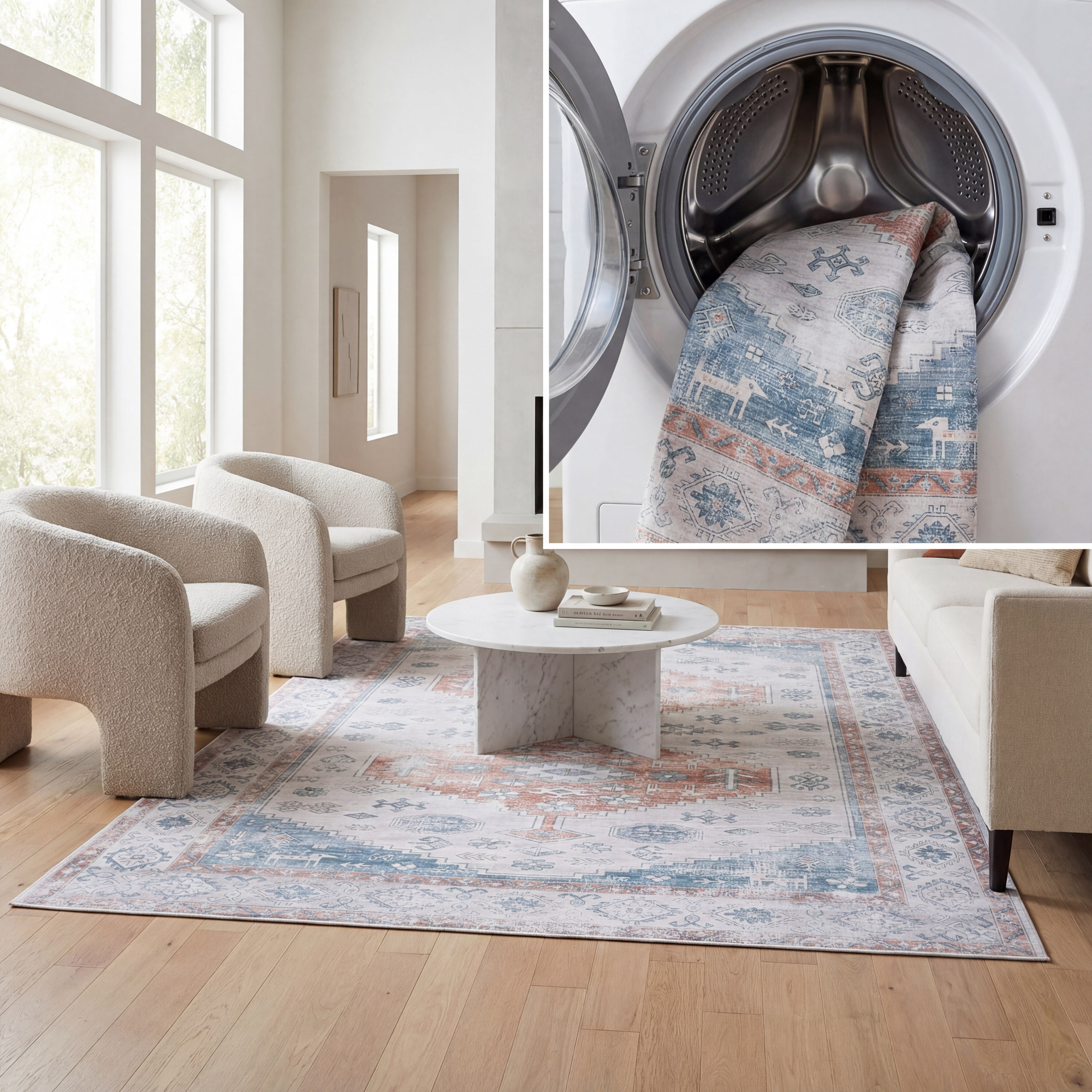 SAFAVIEH Arizona Shawn Medallion Machine Washable Area Rug, Rust/Beige, 5' x 8'