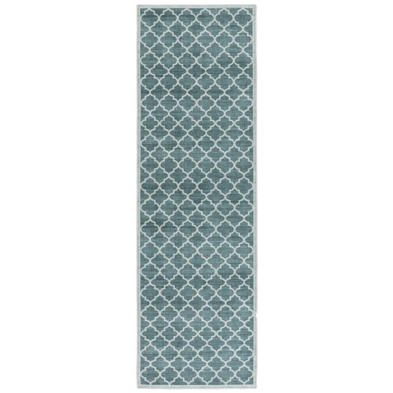SAFAVIEH Arizona Shevon Trellis Polyester Machine Washable Runner Rug, Green, 2'6" x 8'