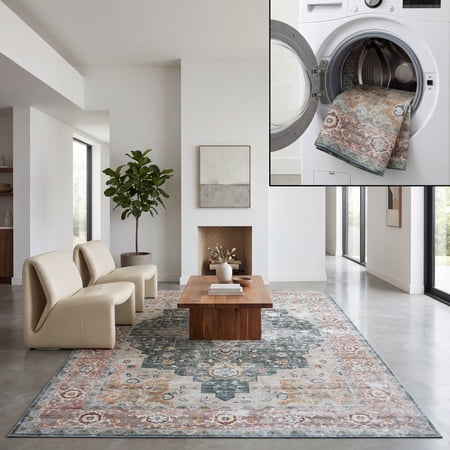 Safavieh Arizona 2'-3" x 4'-0" Polyester Power Loomed Rug in Green / Light Brown