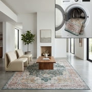 SAFAVIEH Arizona Shirley Oriental Machine Washable Area Rug, Green/Light Brown, 8' x 10'