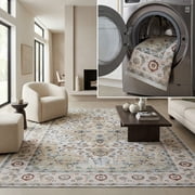 SAFAVIEH Arizona Shirley Oriental Machine Washable Area Rug, Light Green/Beige, 8' x 10'