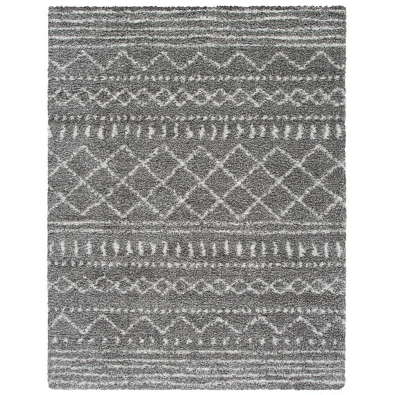 SAFAVIEH Arizona Teagan Geometric Shag Area Rug, Brown/Ivory, 10' x 14'