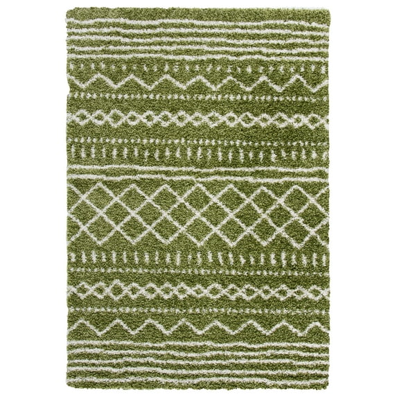 SAFAVIEH Arizona Teagan Geometric Shag Area Rug, Green/Ivory, 2'3" x 4'