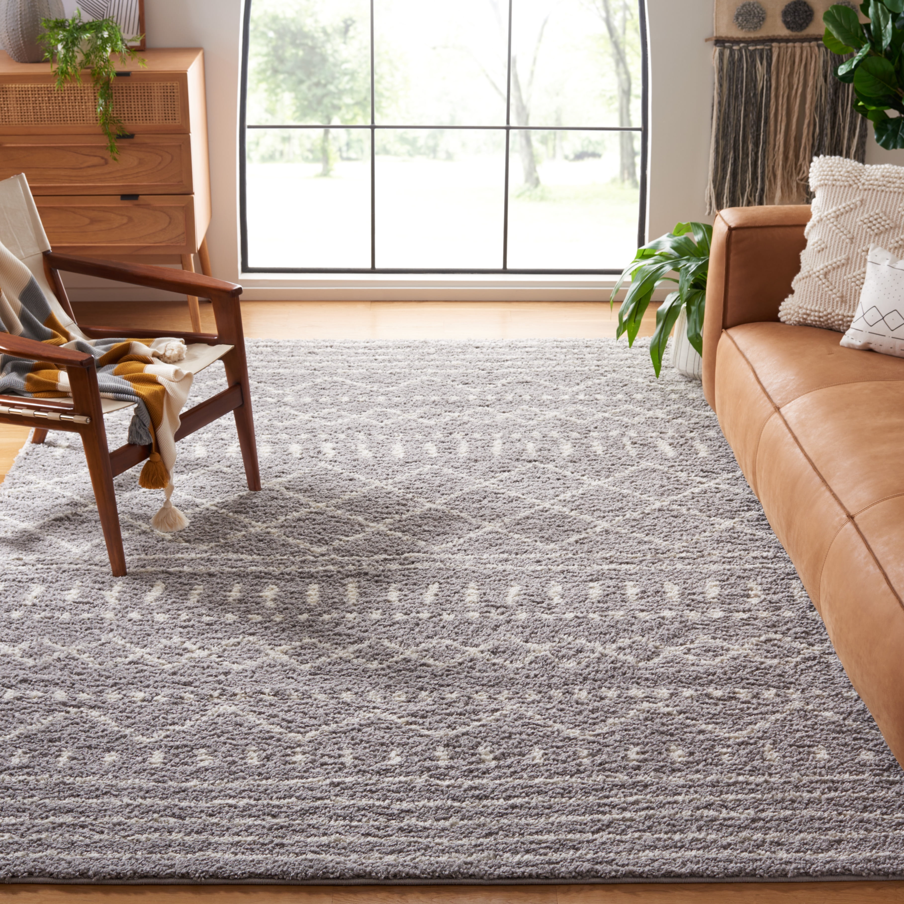 Safavieh Arizona Teagan Geometric Shag Area Rug, Gray/Ivory, 10' x 14'