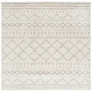 SAFAVIEH Arizona Teagan Geometric Shag Area Rug, Ivory/Beige, 12' x 12' Square