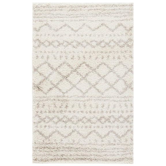 SAFAVIEH Arizona Teagan Geometric Shag Area Rug, Ivory/Beige, 2' x 3'