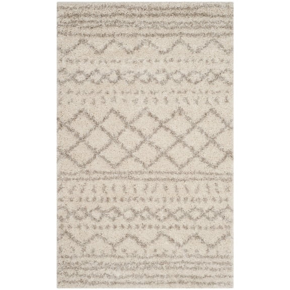 SAFAVIEH Arizona Teagan Geometric Shag Area Rug, Ivory/Beige, 3'2" x 5'