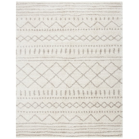 SAFAVIEH Arizona Teagan Geometric Shag Area Rug, Ivory/Beige, 8' x 10'