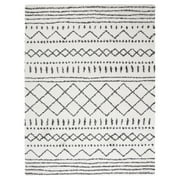 SAFAVIEH Arizona Teagan Geometric Shag Area Rug, Ivory/Black, 11' x 15'