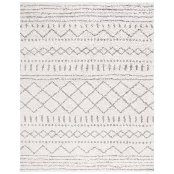 SAFAVIEH Arizona Teagan Geometric Shag Area Rug, Ivory/Grey, 11' x 15'