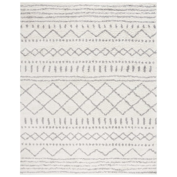 SAFAVIEH Arizona Teagan Geometric Shag Area Rug, Ivory/Grey, 6'7" x 9'2"