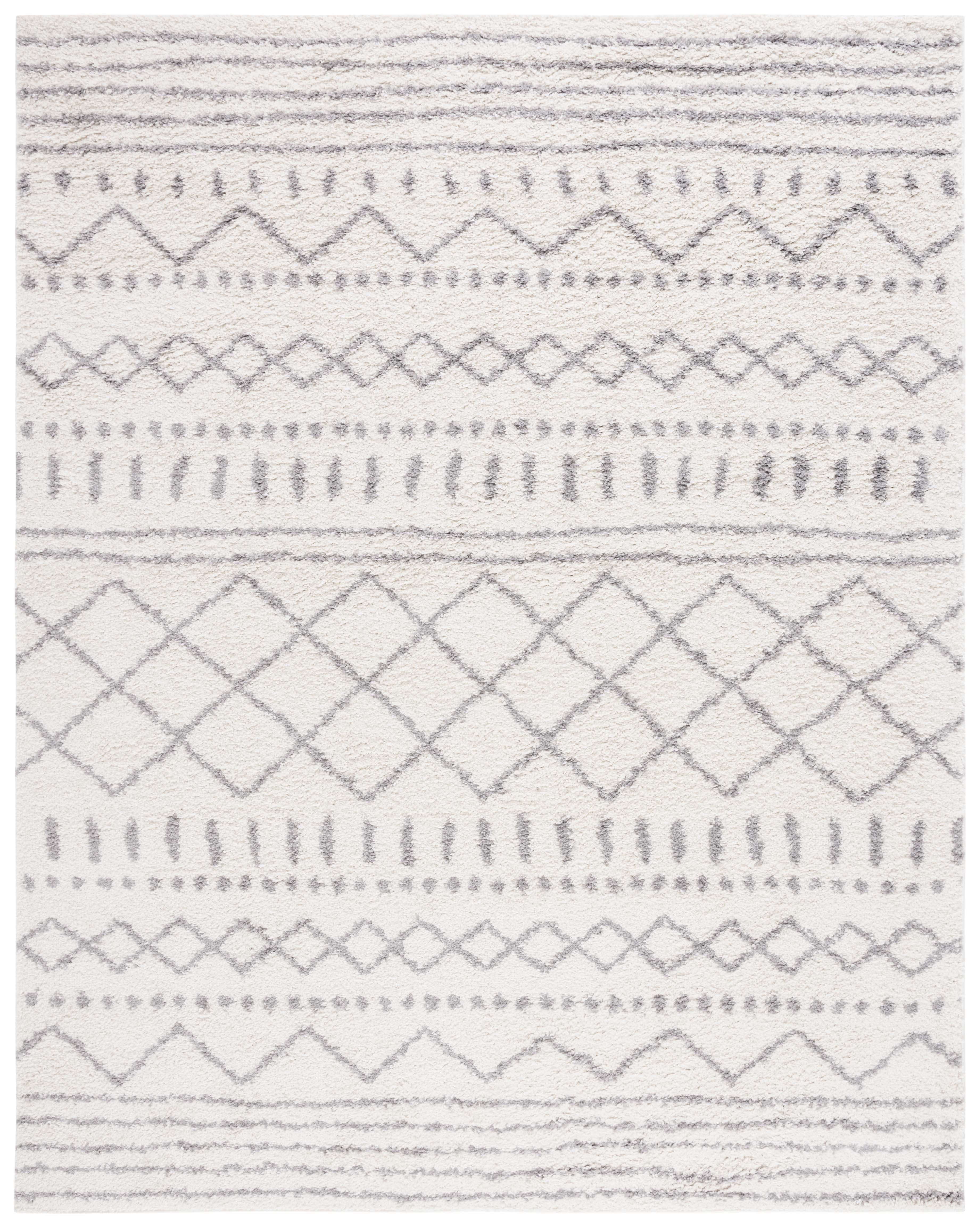 SAFAVIEH Arizona Teagan Geometric Shag Area Rug, Ivory/Grey, 8' x 10'