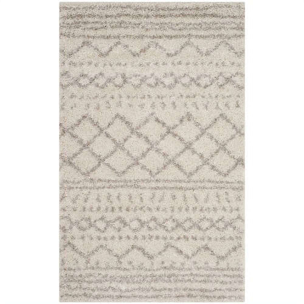 SAFAVIEH Arizona Teagan Geometric Striped Shag Area Rug, Ivory/Beige, 9' x 12'