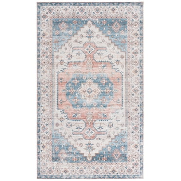 SAFAVIEH Arizona Tegan Oriental Polyester Area Rug, Beige/Light Blue, 8' x 10'