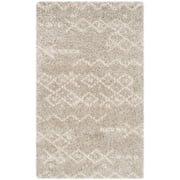 SAFAVIEH Arizona Theobald Geometric Shag Area Rug, Grey/Ivory, 2'3" x 4'