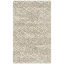 SAFAVIEH Arizona Theobald Geometric Shag Area Rug, Grey/Ivory, 2'3" x 4'