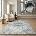 thumbnail image 1 of SAFAVIEH Arizona Tristen Medallion Machine Washable Area Rug, Ivory/Blue, 4' x 4' Square, 1 of 13