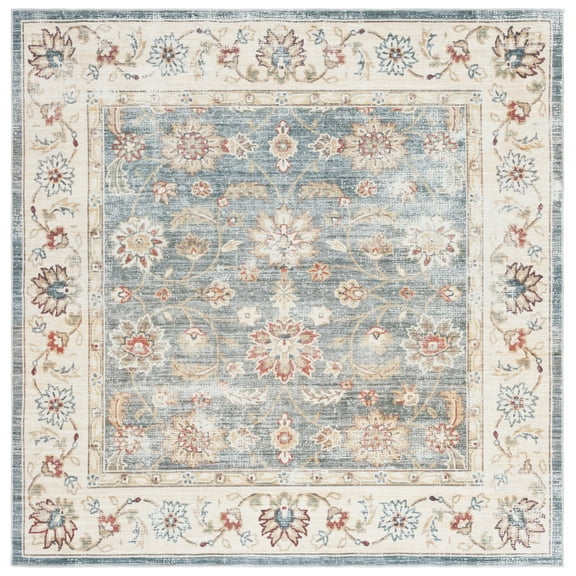 SAFAVIEH Arizona Vana Floral Machine Washable Area Rug, Green/Beige, 4' x 4' Square