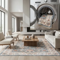 SAFAVIEH Arizona Vana Floral Machine Washable Area Rug, Green/Beige, 5' x 8'