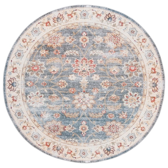SAFAVIEH Arizona Vana Floral Machine Washable Area Rug, Green/Beige, 6' x 6' Round