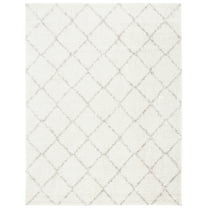 SAFAVIEH Arizona Wayra Geometric Shag Area Rug, Ivory/Beige, 10' x 14'