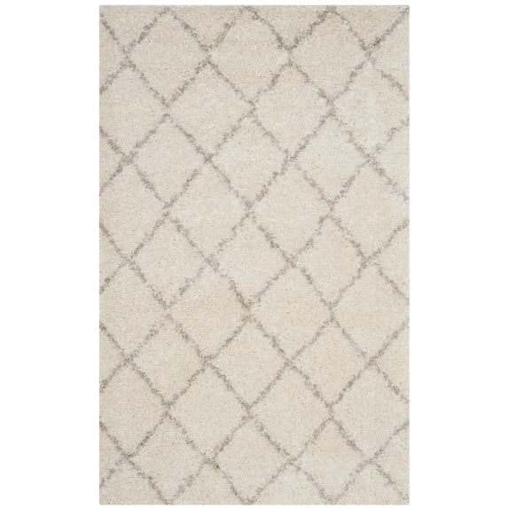 SAFAVIEH Arizona Wayra Geometric Shag Area Rug, Ivory/Beige, 2'3" x 4'