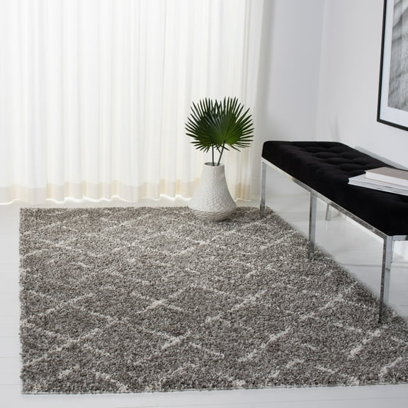 SAFAVIEH Arizona Zarif Geometric Shag Area Rug, Brown/Ivory, 3' x 5'