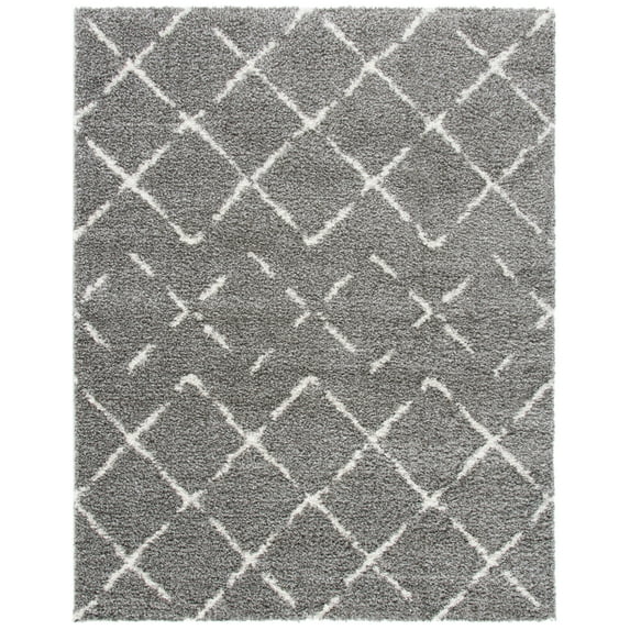 SAFAVIEH Arizona Zarif Geometric Shag Area Rug, Brown/Ivory, 8' x 10'