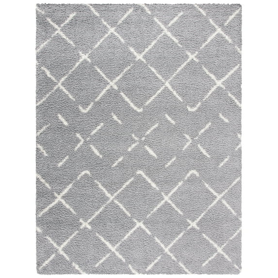 SAFAVIEH Arizona Zarif Geometric Shag Area Rug, Grey/Ivory, 11' x 15'