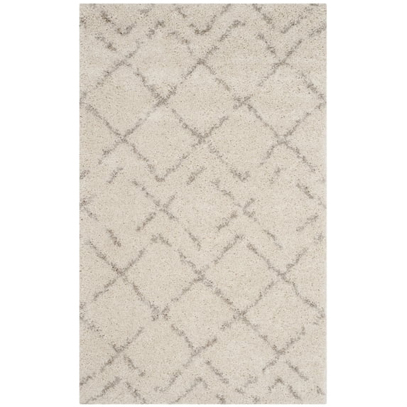 SAFAVIEH Arizona Zarif Geometric Shag Area Rug, Ivory/Beige, 2'3" x 4'