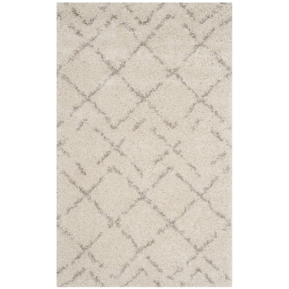 SAFAVIEH Arizona Zarif Geometric Shag Area Rug, Ivory/Beige, 2'3" x 4'