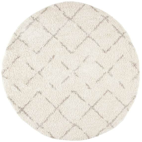 SAFAVIEH Arizona Zarif Geometric Shag Area Rug, Ivory/Beige, 3'2" x 3'2" Round