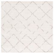 SAFAVIEH Arizona Zarif Geometric Shag Area Rug, Ivory/Beige, 3'2" x 3'2" Square