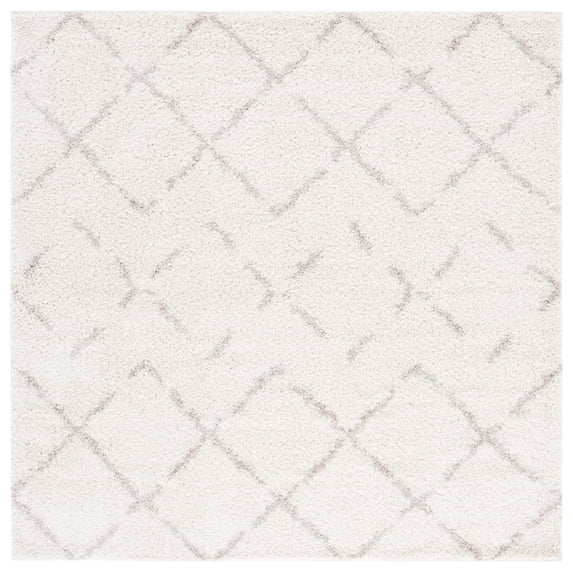 SAFAVIEH Arizona Zarif Geometric Shag Area Rug, Ivory/Beige, 3'2" x 3'2" Square