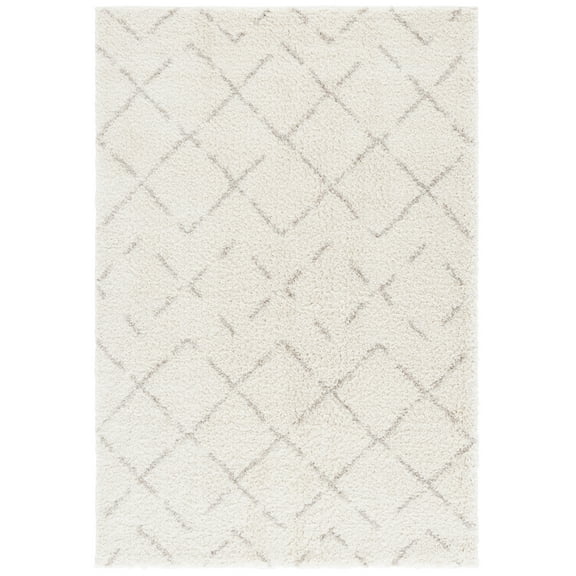 SAFAVIEH Arizona Zarif Geometric Shag Area Rug, Ivory/Beige, 6' x 8'