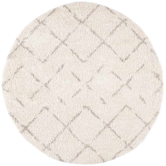 SAFAVIEH Arizona Zarif Geometric Shag Area Rug, Ivory/Beige, 8' x 8' Round