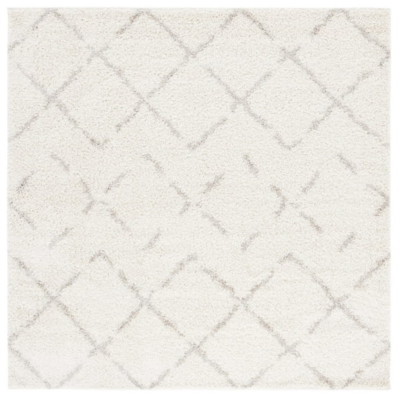 SAFAVIEH Arizona Zarif Geometric Shag Area Rug, Ivory/Beige, 8' x 8' Square